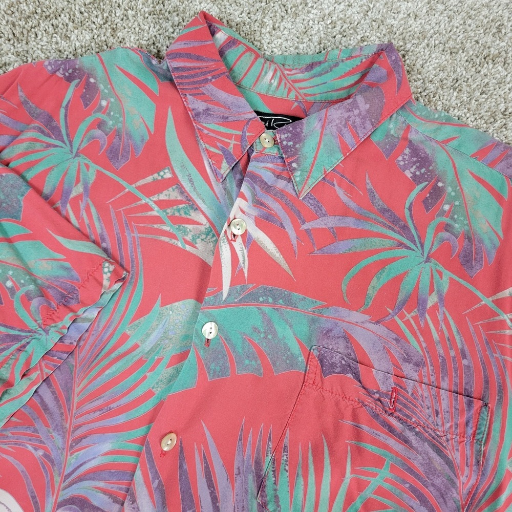 Tori Richard Mens XL Red Green AOP Floral Hawaiian Short Sleeve Viscose